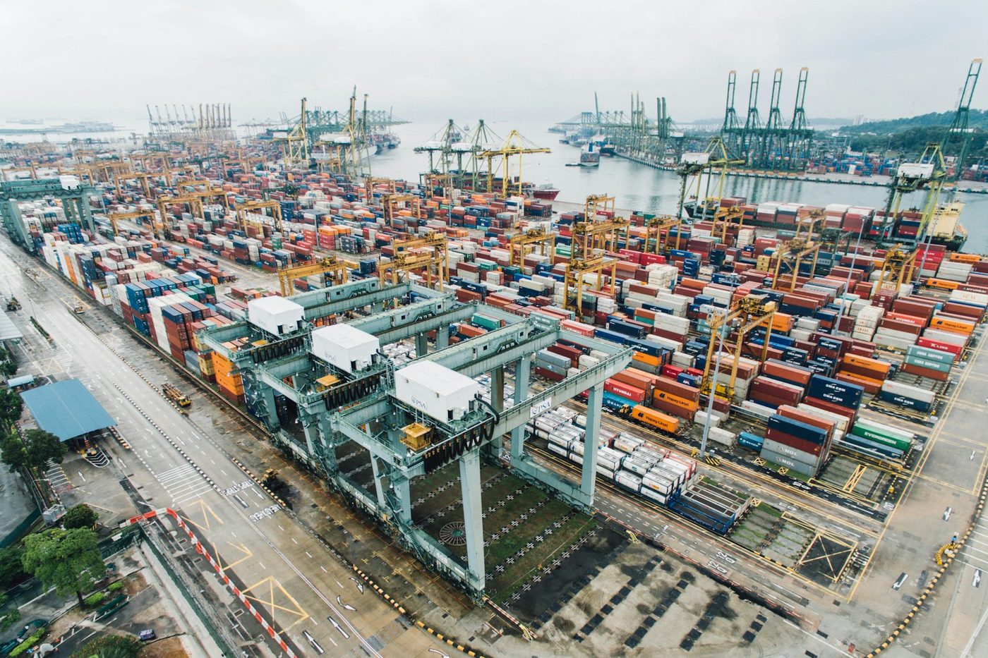 Container ship at sea